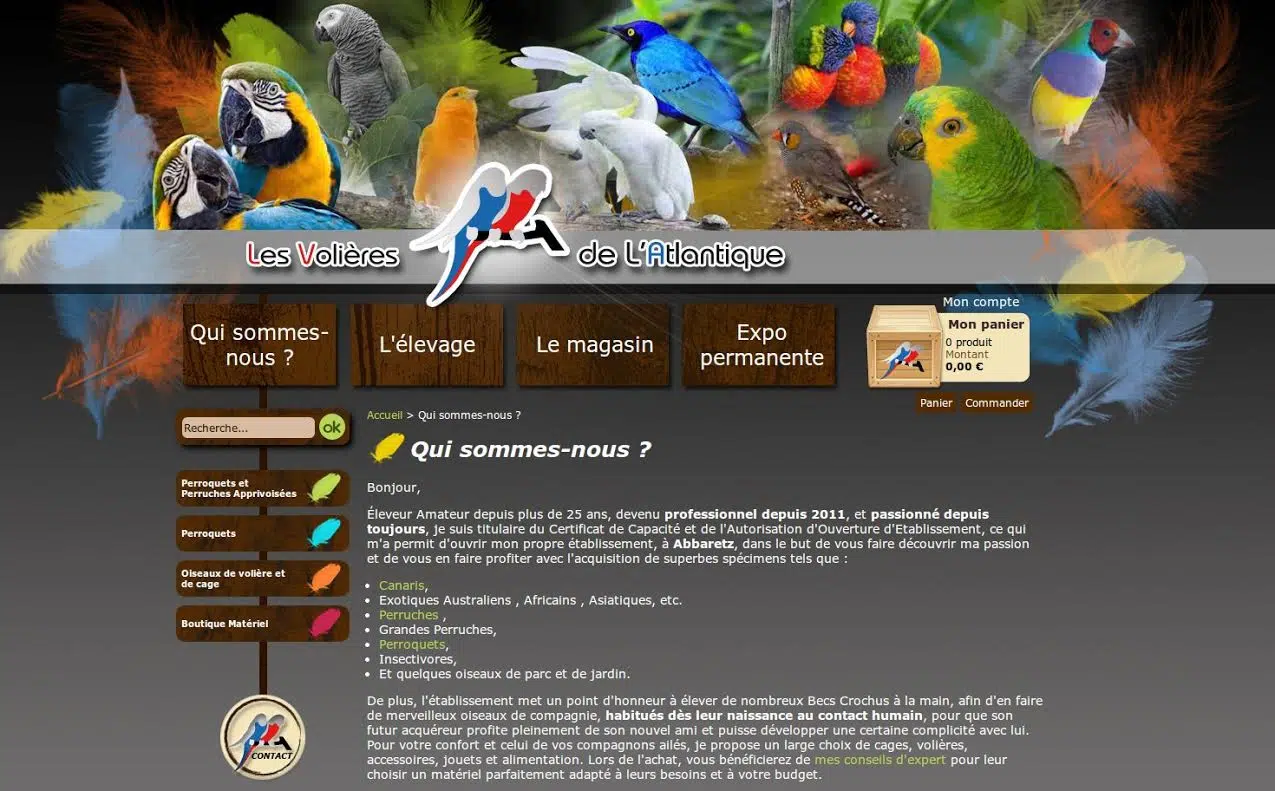 Site des volières de l'atlantique
