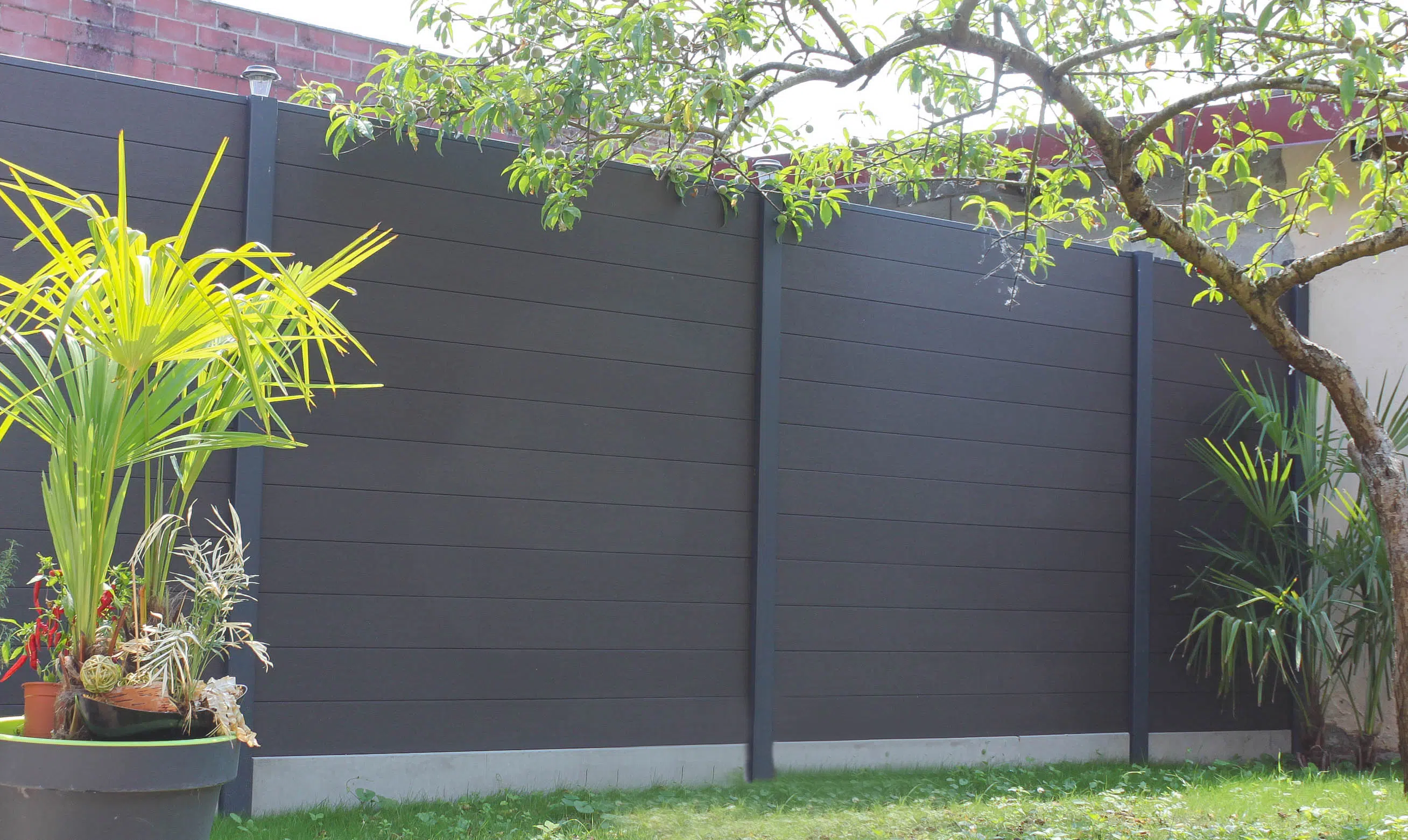 Cloture composite de jardin anthracite
