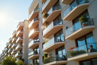 Immeuble moderne avec balcons lumineux et diversité