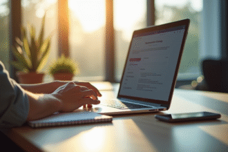 Bureau moderne avec ordinateur et smartphone à AixMille
