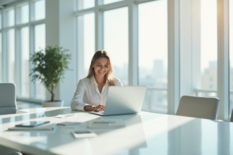 Professionnel au bureau moderne et lumineux