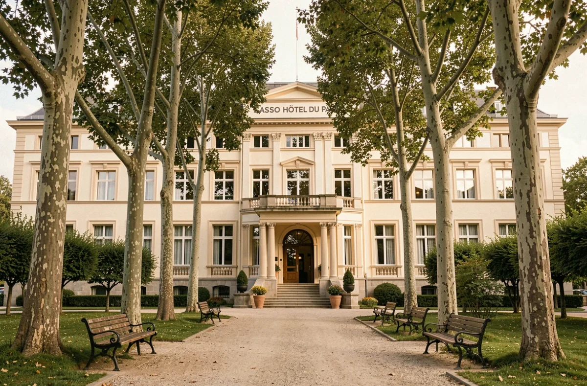 Casino Hôtel du Parc de Salies-de-Béarn, bâtiment Art Déco avec parc et façade ornementale