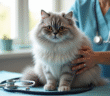 Chat persan chinchilla sur la table du vétérinaire