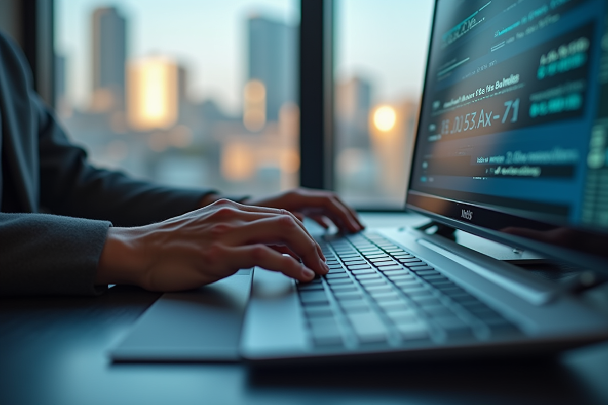 Mains tapant sur un clavier avec écran webmail en arrière-plan