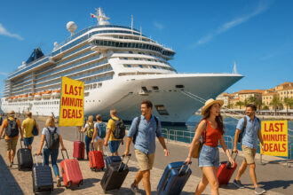 Photo d'un luxueux navire de croisière au port ensoleille en Mediteranee