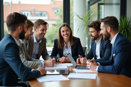 Groupe de professionnels à Toulouse collaborant en réunion