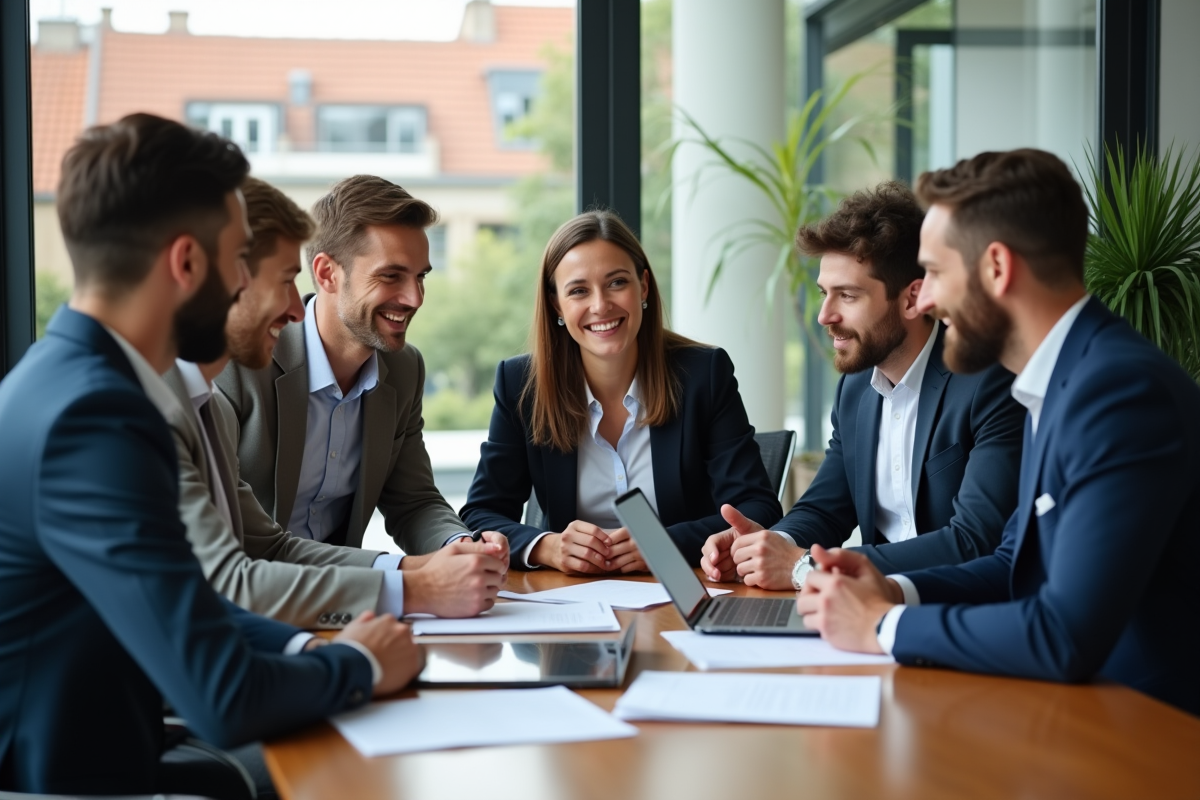 Groupe de professionnels à Toulouse collaborant en réunion