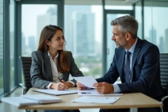 Employeur et salarié en discussion sur l'arrêt maladie