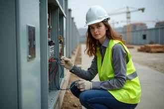 Daniel Duminy explique les caractéristiques d'un chantier électrique