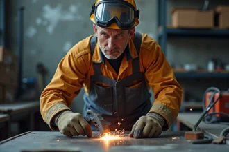 Découpeur plasma en action dans un environnement industriel