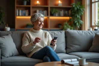 Télécommande moderne sur une table avec divers appareils électroniques