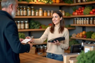 Terminal de paiement électronique en utilisation pour transactions bancaires