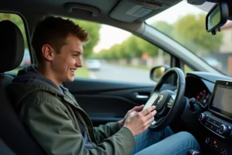 Jeune conducteur recevant des conseils de sécurité routière