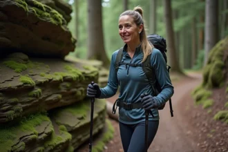 Bâtons de trail en action lors d'une randonnée en montagne