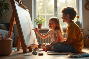 Adolescent s'amusant avec des activités créatives à la maison