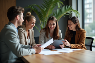 Groupe de jeunes professionnels dans un bureau moderne
