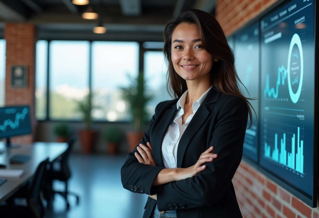 Jeune femme professionnelle dans un espace de travail innovant
