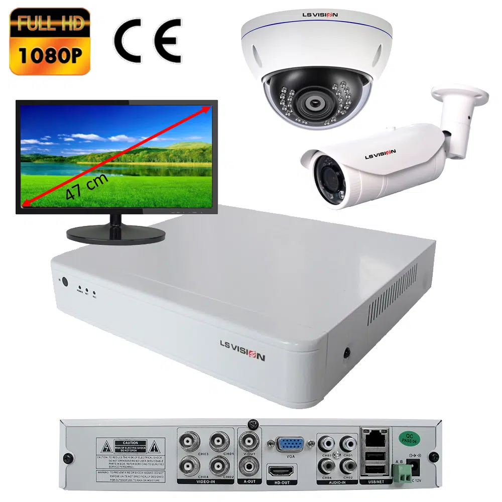 kit video surveillance caméra et enregistreur et ecran LCD