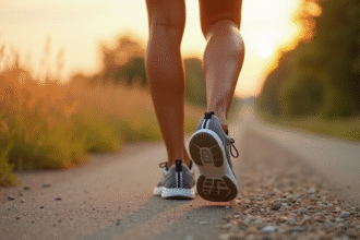 Personne marchant sur un sentier en nature avec tracker
