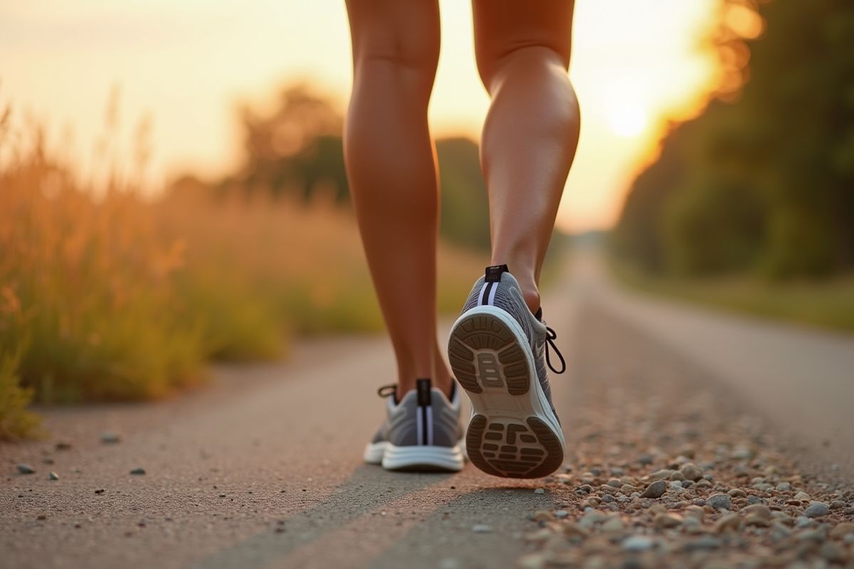 Personne marchant sur un sentier en nature avec tracker