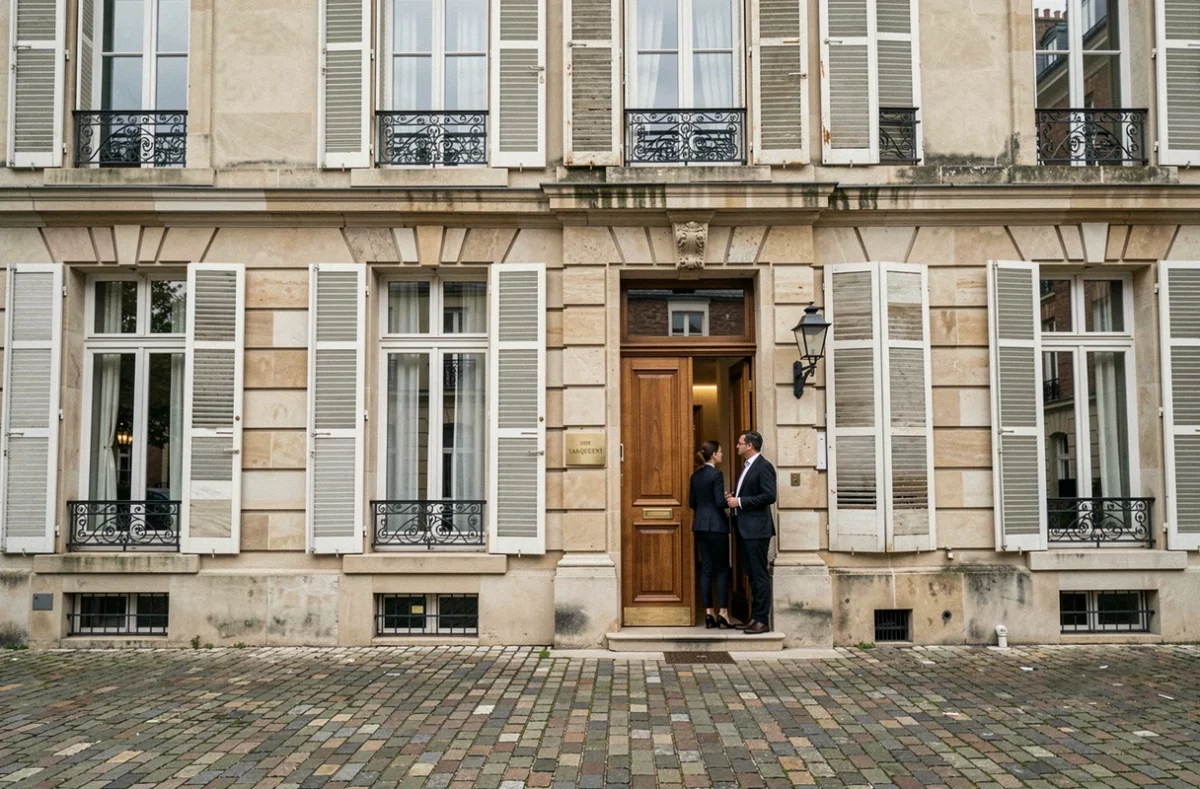 Façade d'un immeuble professionnel de style haussmannien à Saint-Quentin abritant le cabinet SCP Wenzinger Teixeira